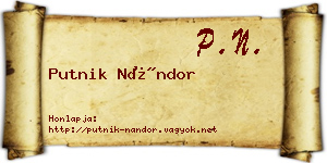 Putnik Nándor névjegykártya